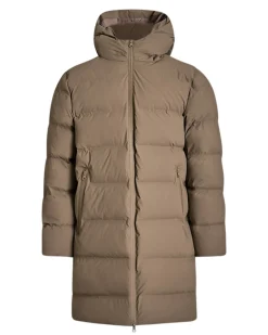 Coated long puffer jacket