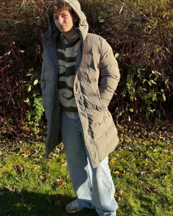 Coated long puffer jacket