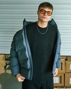 Coated puffer jacket