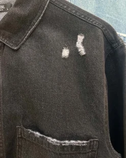 Denim destroyed overshirt