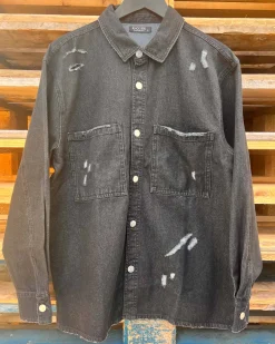 Denim destroyed overshirt