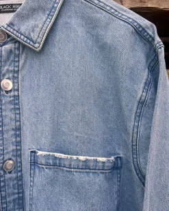 Denim destroyed overshirt