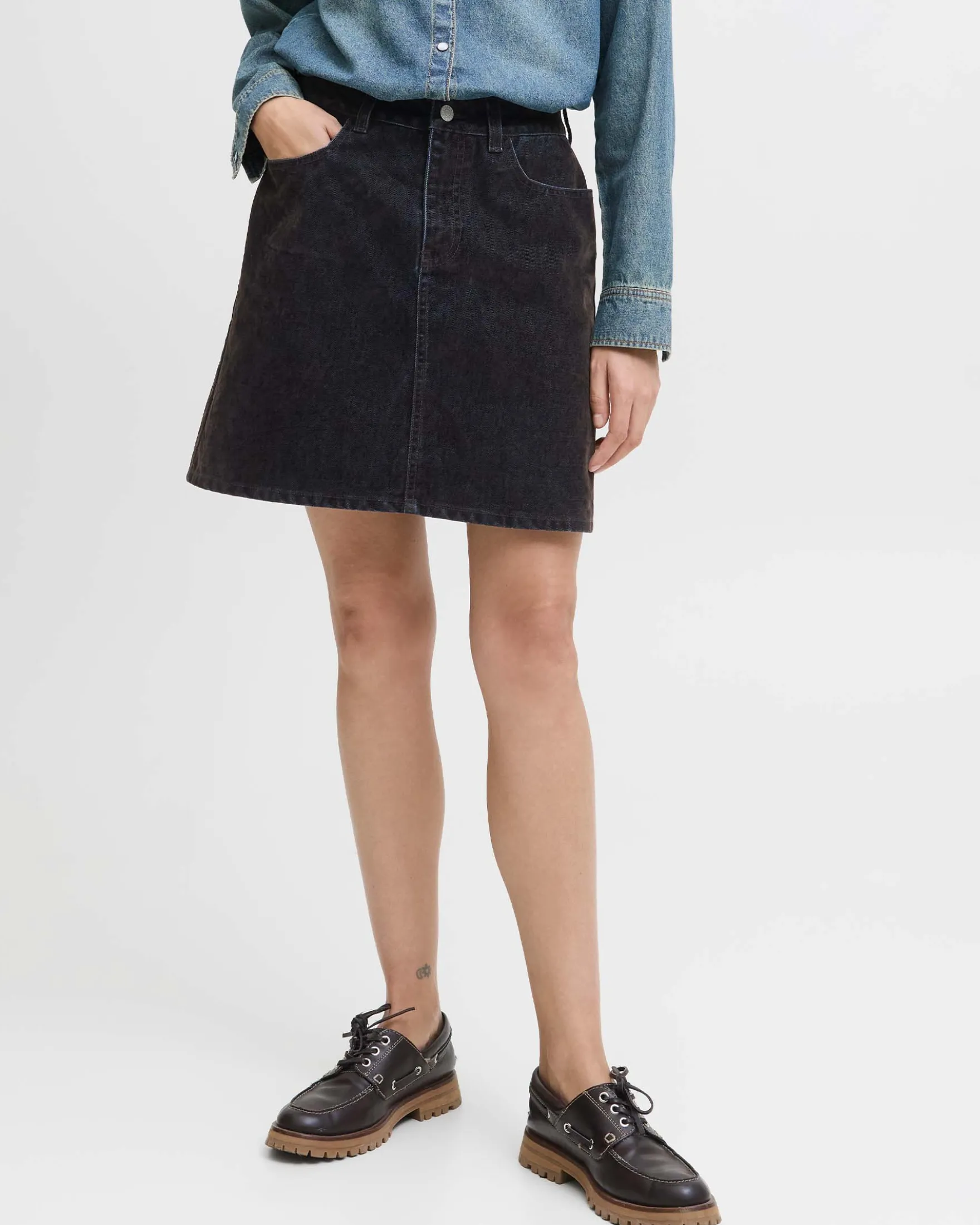 JXMIA FLOCK SHORT DENIM SKIRT