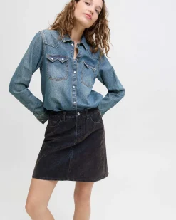 JXMIA FLOCK SHORT DENIM SKIRT