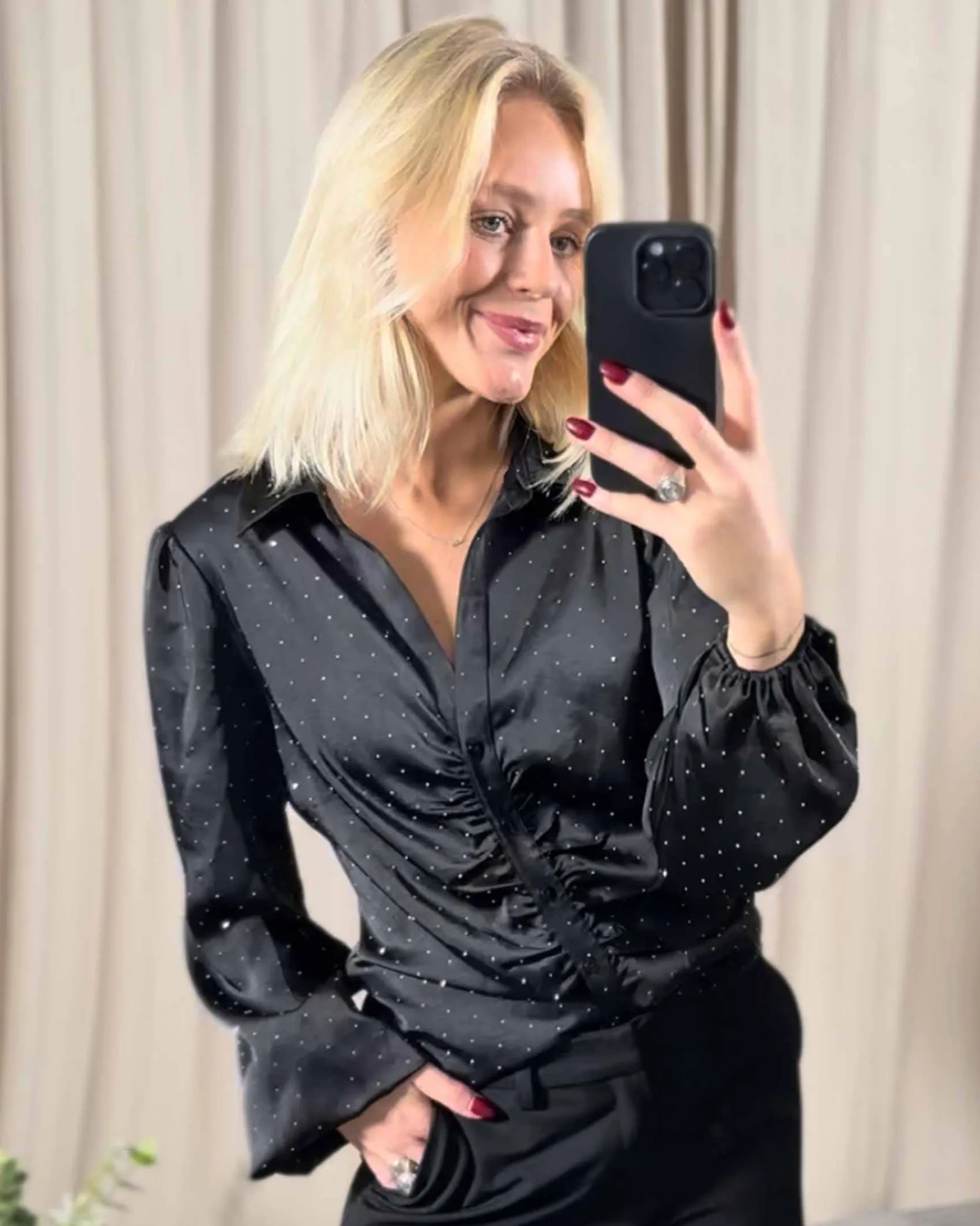 Kaira satin stone shirt