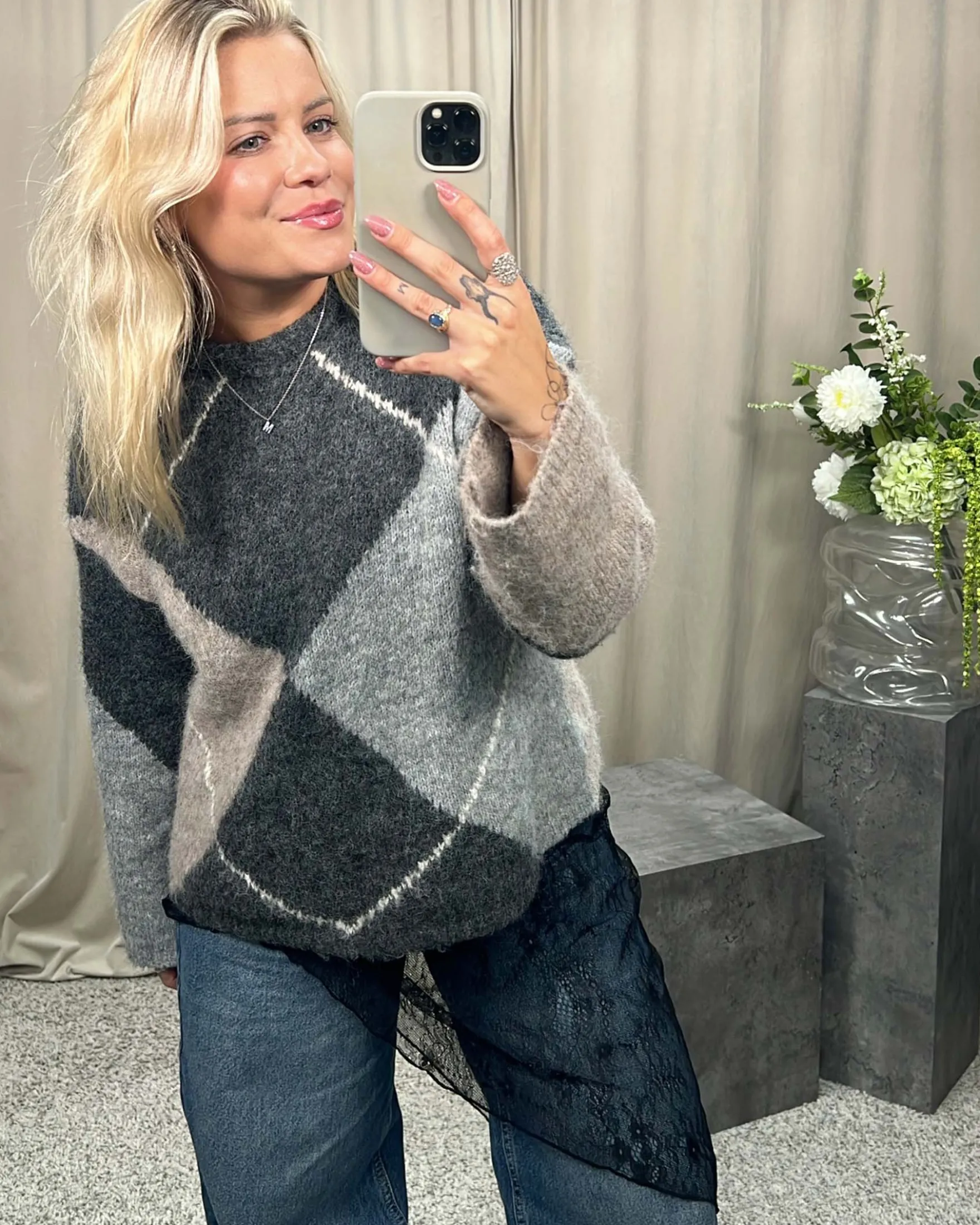 Liana fluffy knit blouse