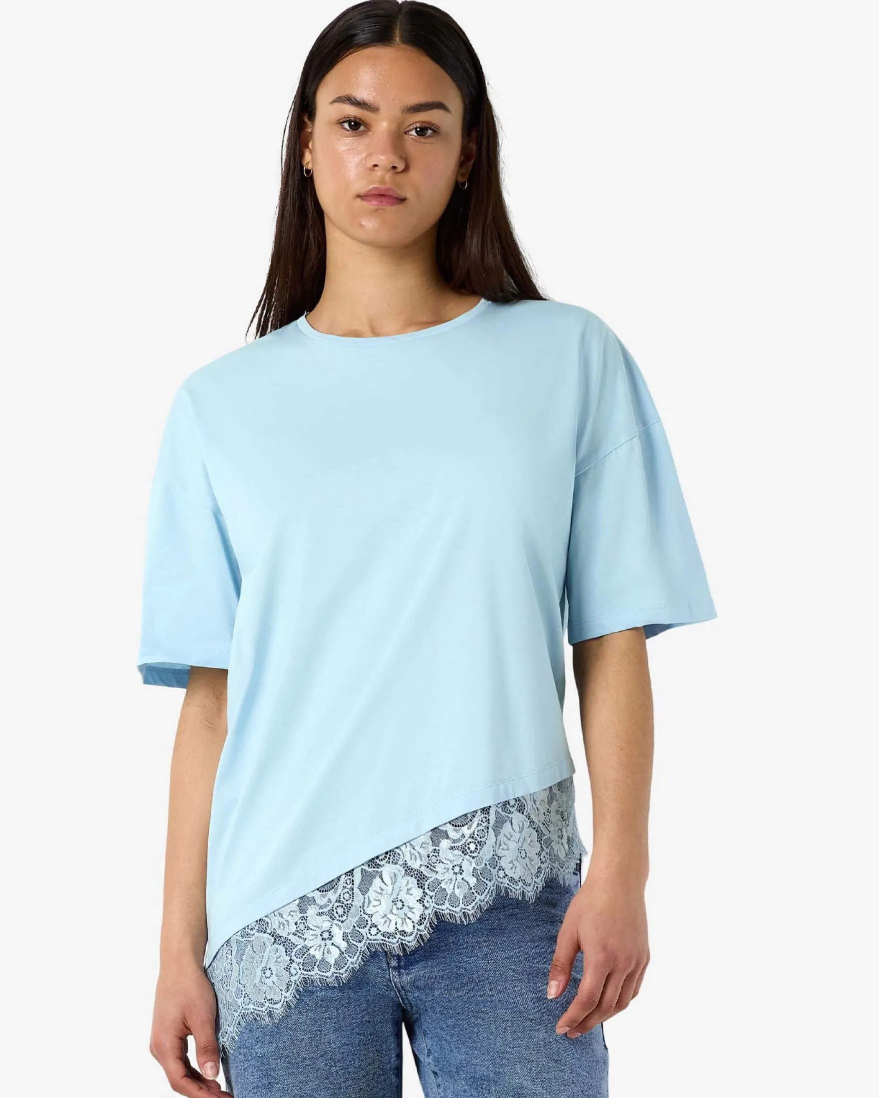 NMEASY LACE DETAIL T-SHIRT