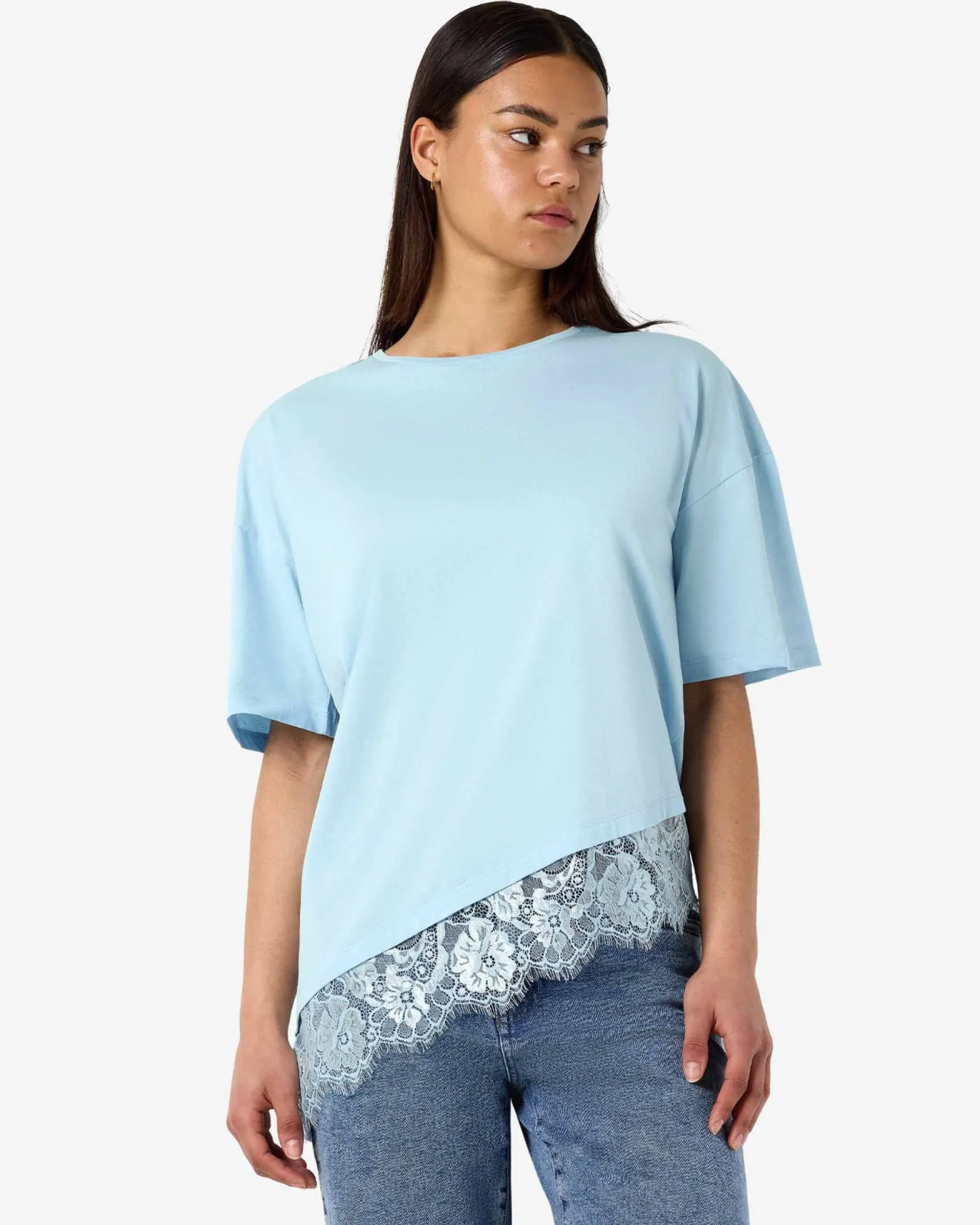 NMEASY LACE DETAIL T-SHIRT