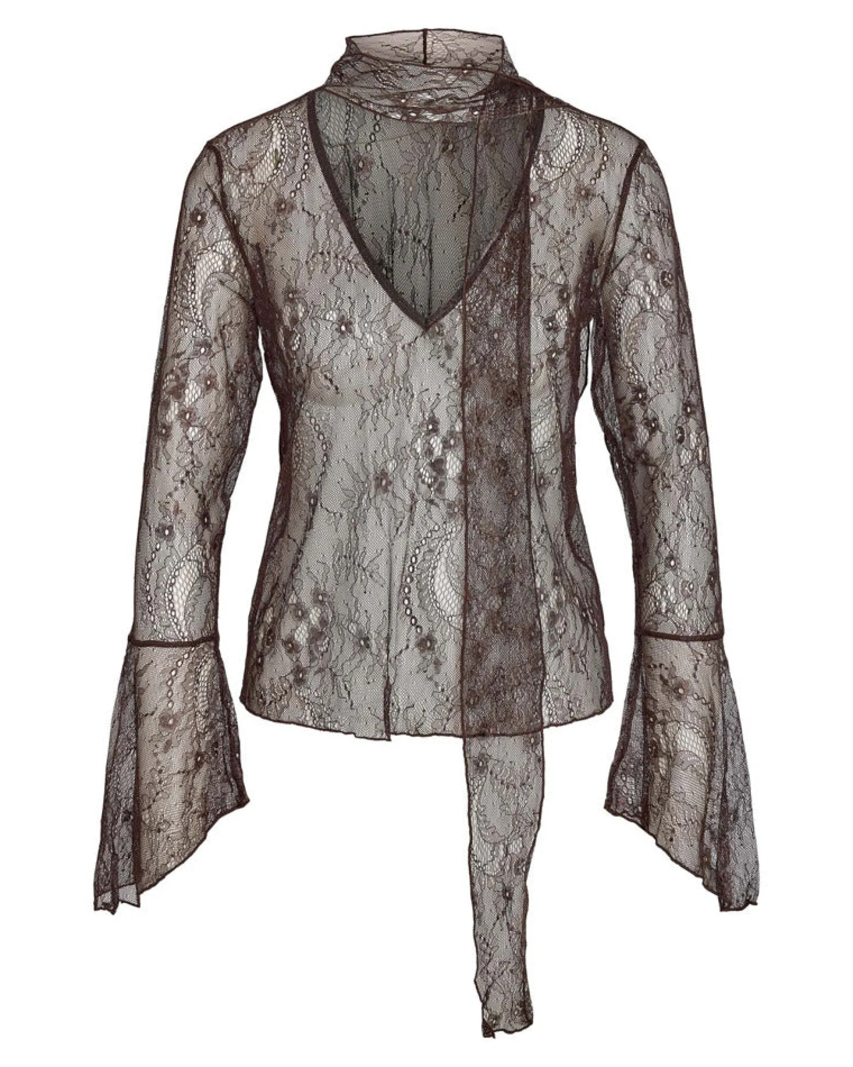 NMIDA L/S LACE SCARF TOP