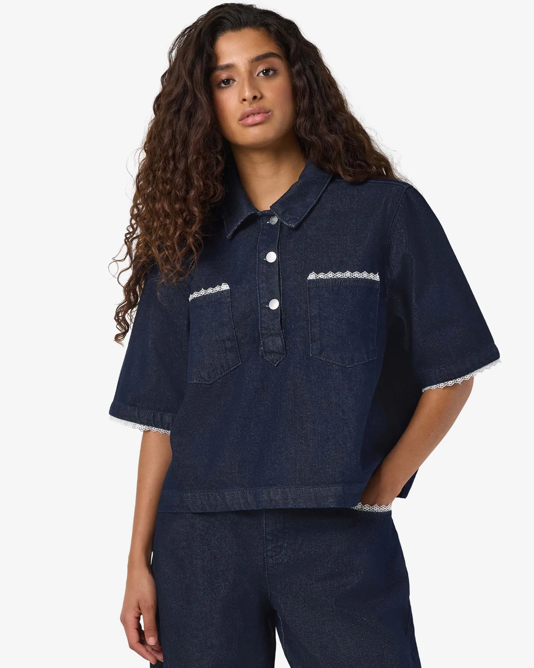NMINDIE DENIM LACE SHIRT