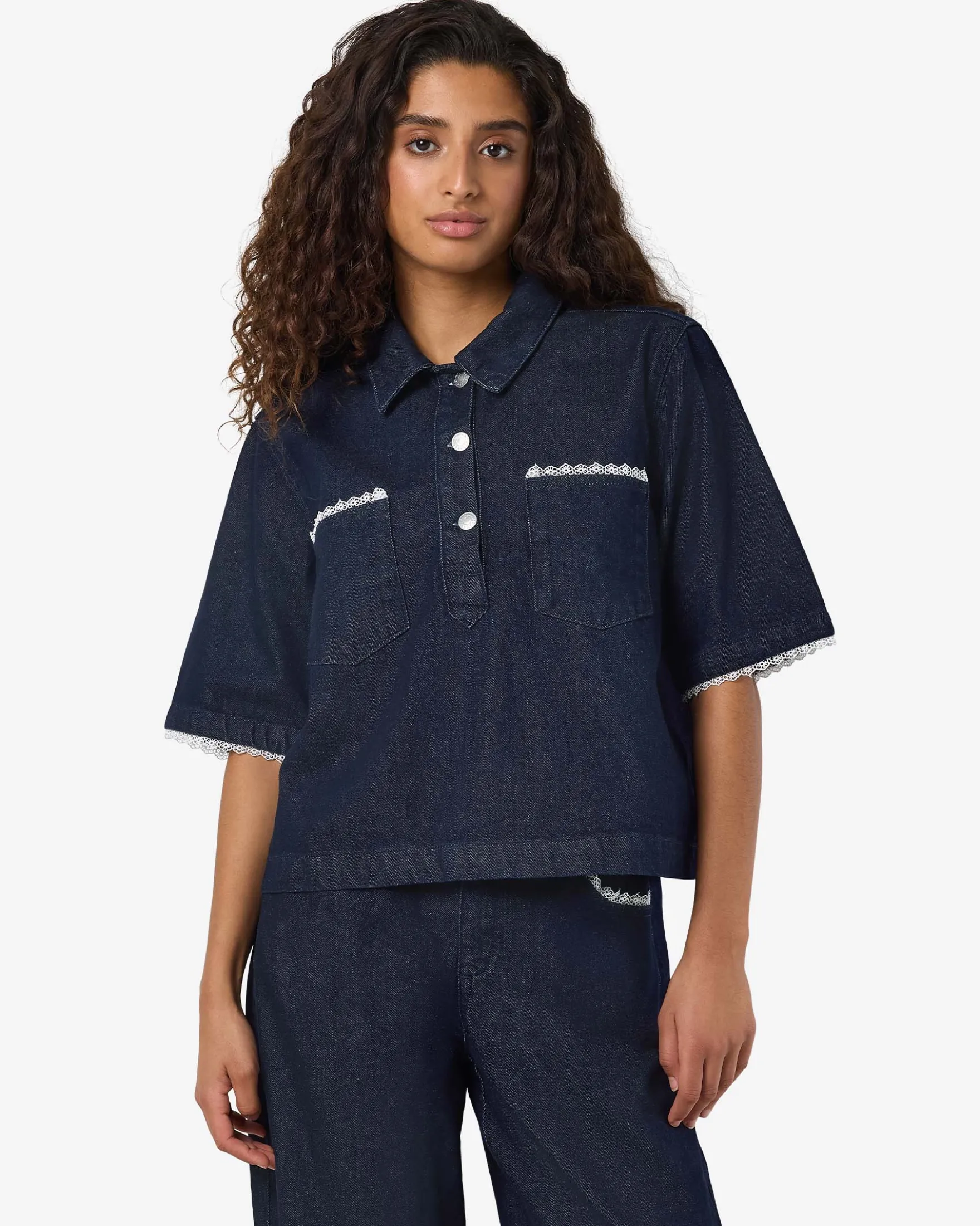 NMINDIE DENIM LACE SHIRT