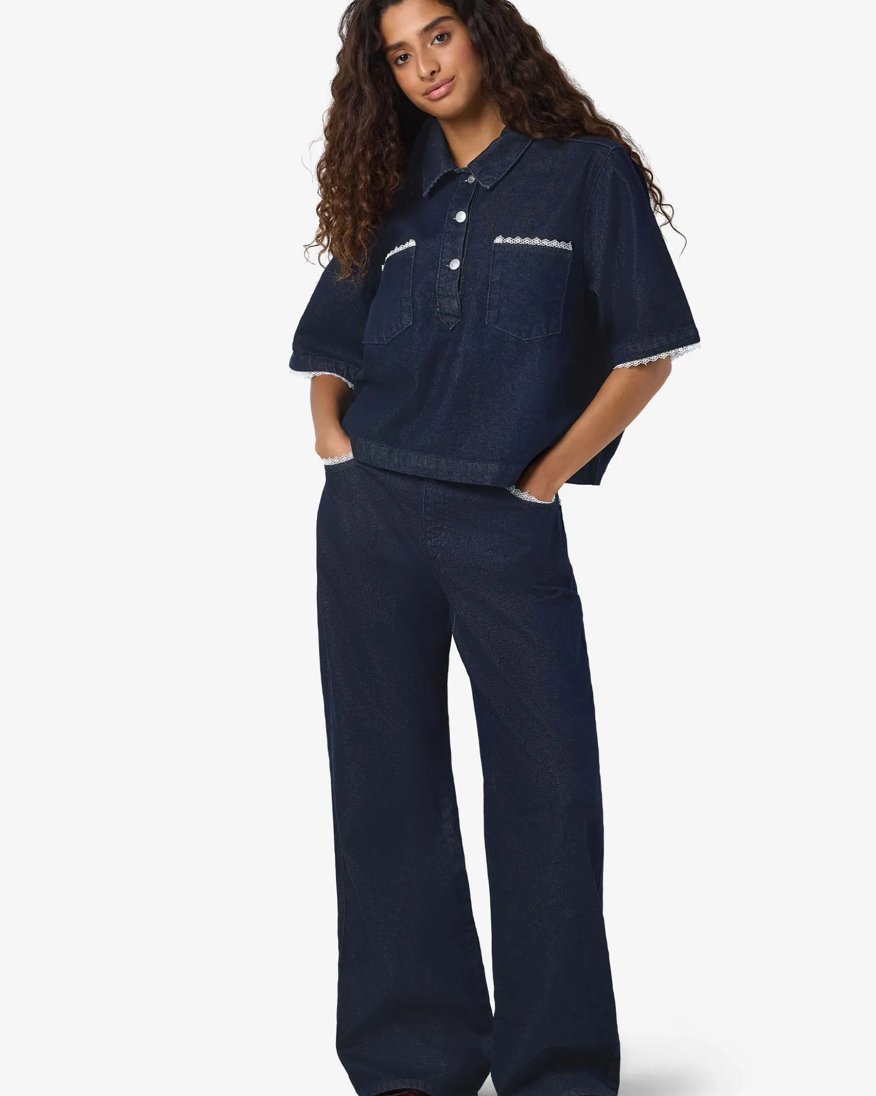 NMINDIE DENIM LACE SHIRT