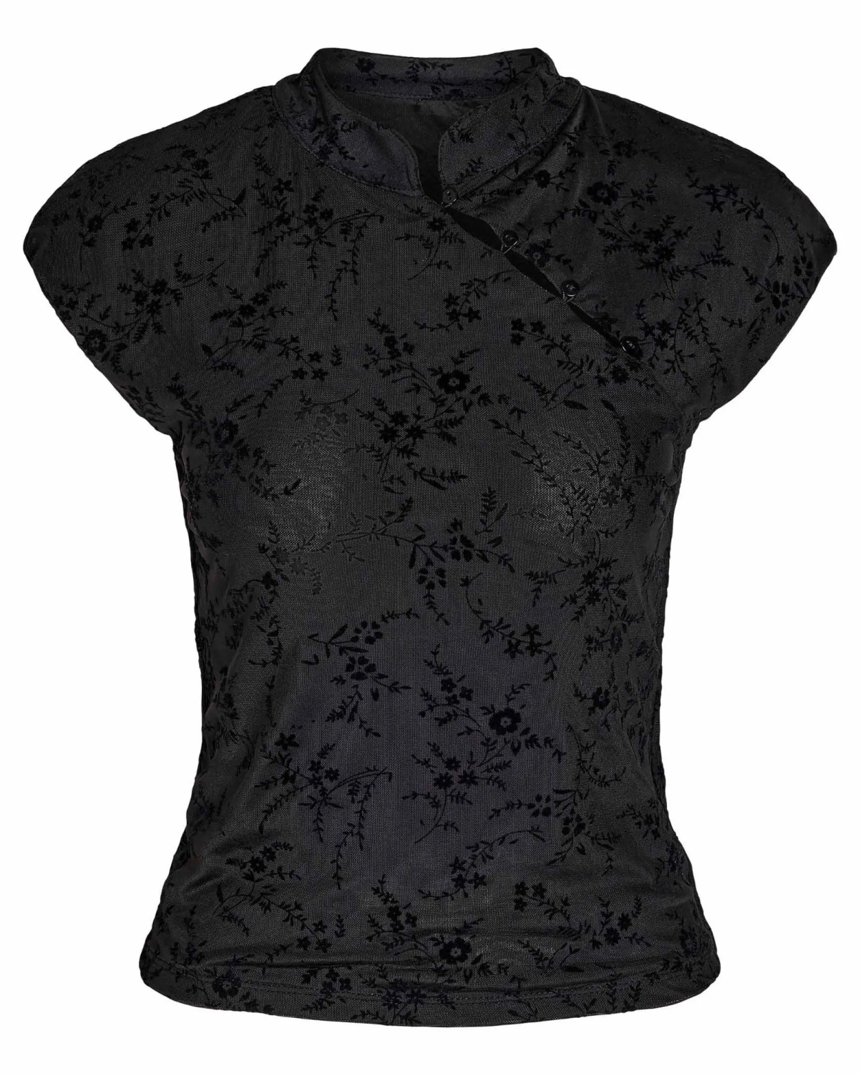 NMPRIMA S/S FLOCK MANDARIN TOP