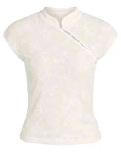 NMPRIMA S/S FLOCK MANDARIN TOP