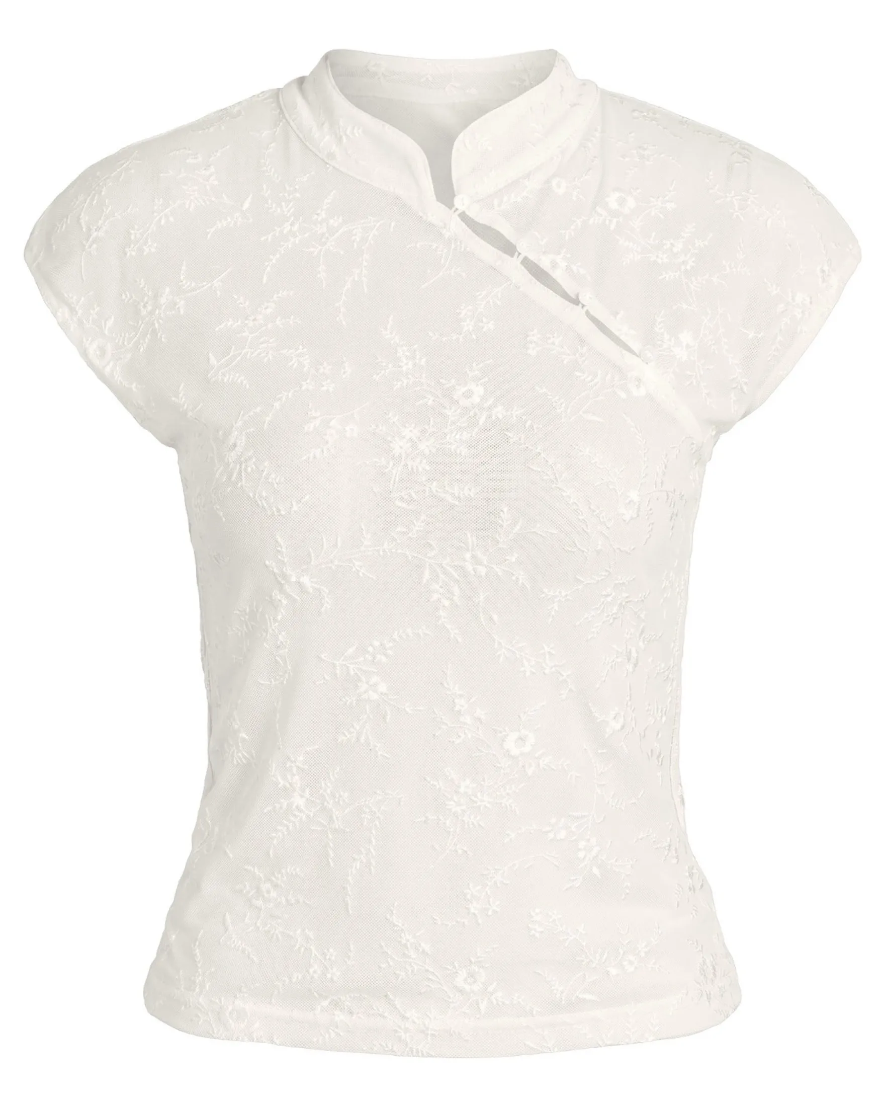 NMPRIMA S/S FLOCK MANDARIN TOP