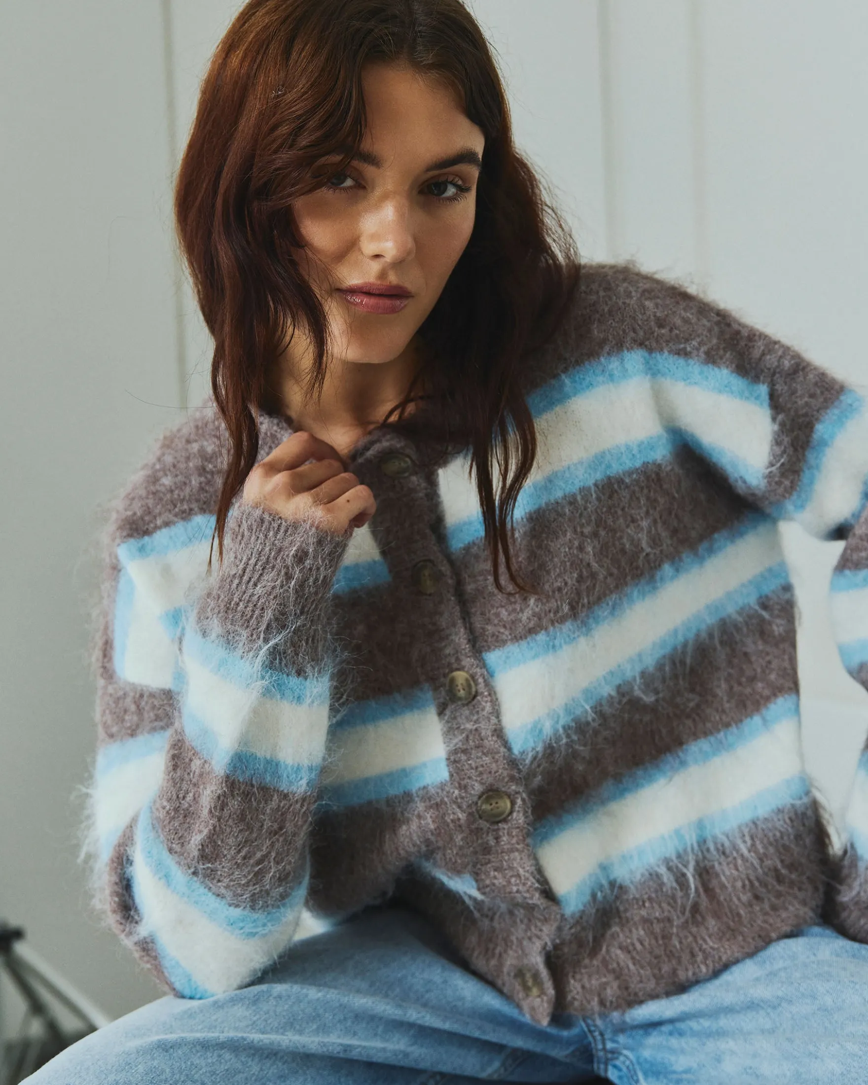 Nurine fluffy knit cardigan