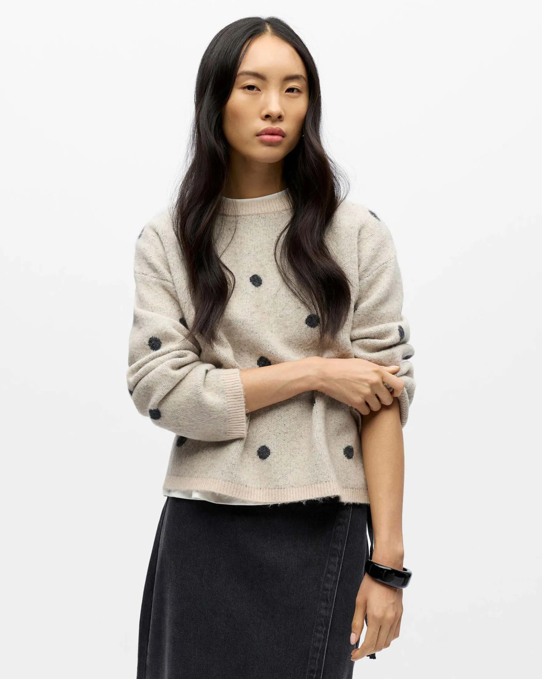 OBJDOTSY L/S LO KNIT PULLOVER