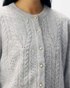 OBJFLORA KNIT BUTTON CARDIGAN