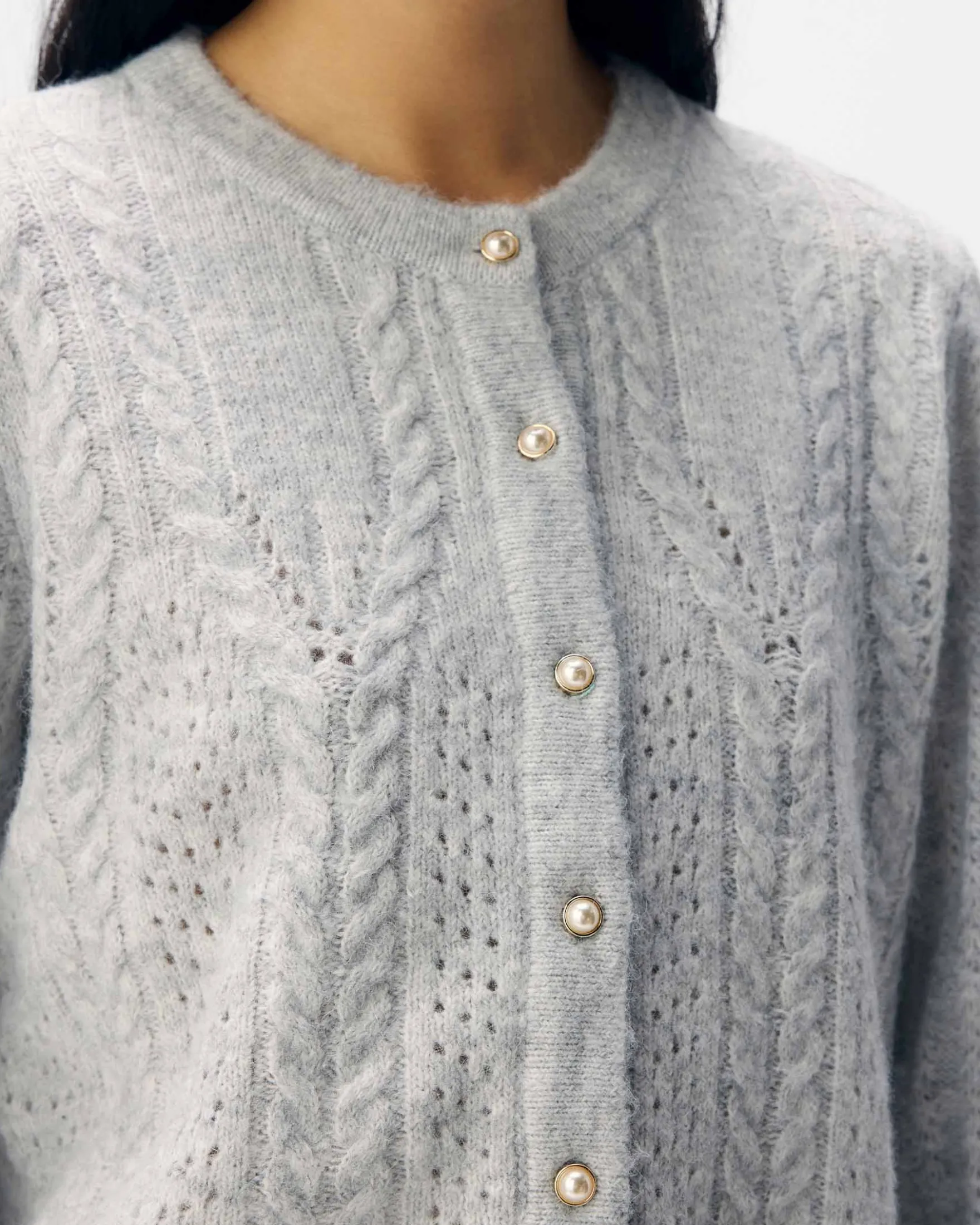 OBJFLORA KNIT BUTTON CARDIGAN