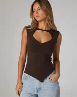 OBJLINA S/L CUT OUT O-NECK TOP
