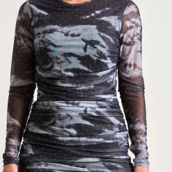 Opal mesh print dress