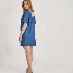 Pcdove ss o-neck bow dress