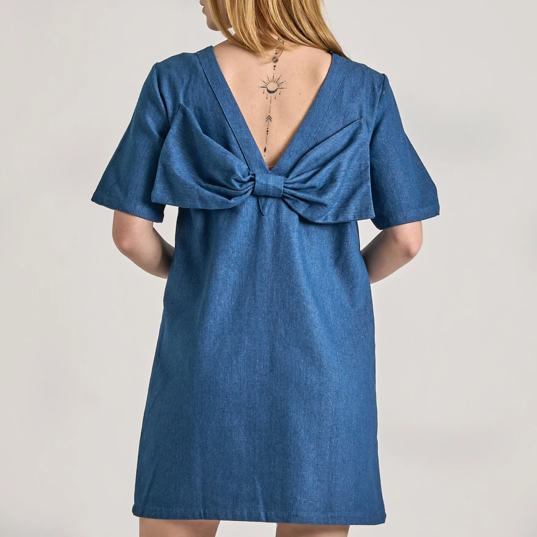 Pcdove ss o-neck bow dress
