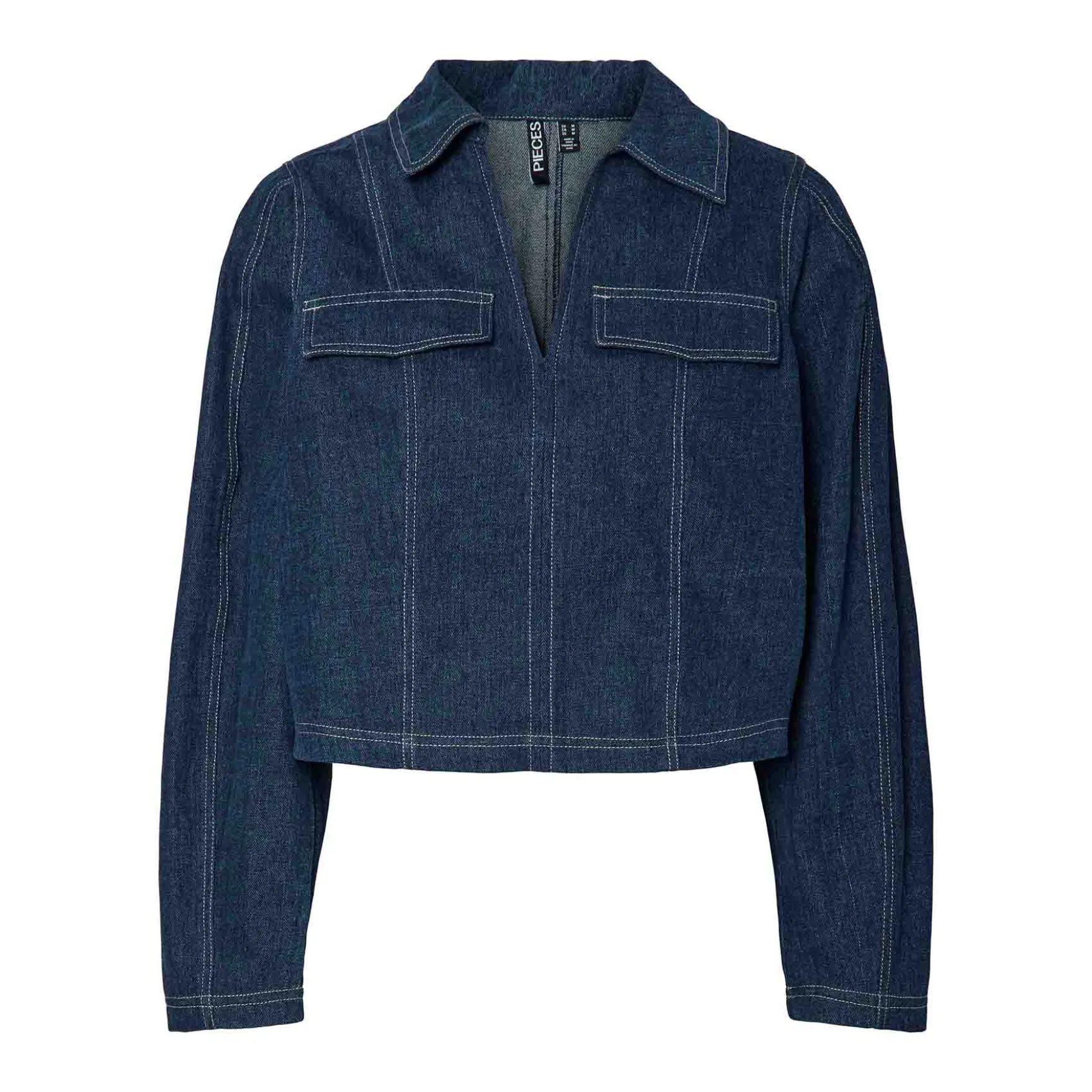 Pcfabia ls v-neck denim top
