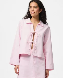 PCFLORA DENIM TIE BLOUSE