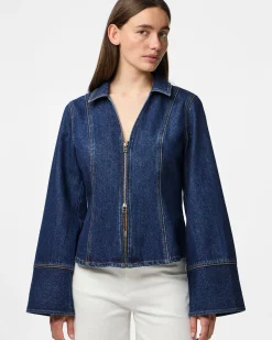 PCFLORA LS FITTED DENIM TOP