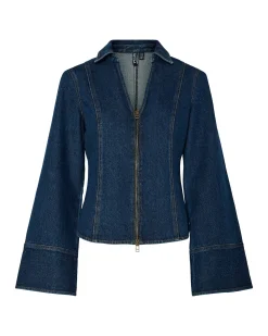 PCFLORA LS FITTED DENIM TOP
