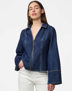 PCFLORA LS FITTED DENIM TOP