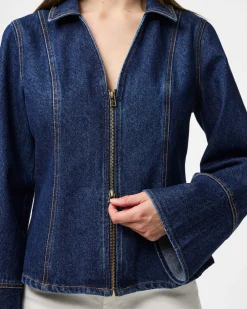 PCFLORA LS FITTED DENIM TOP
