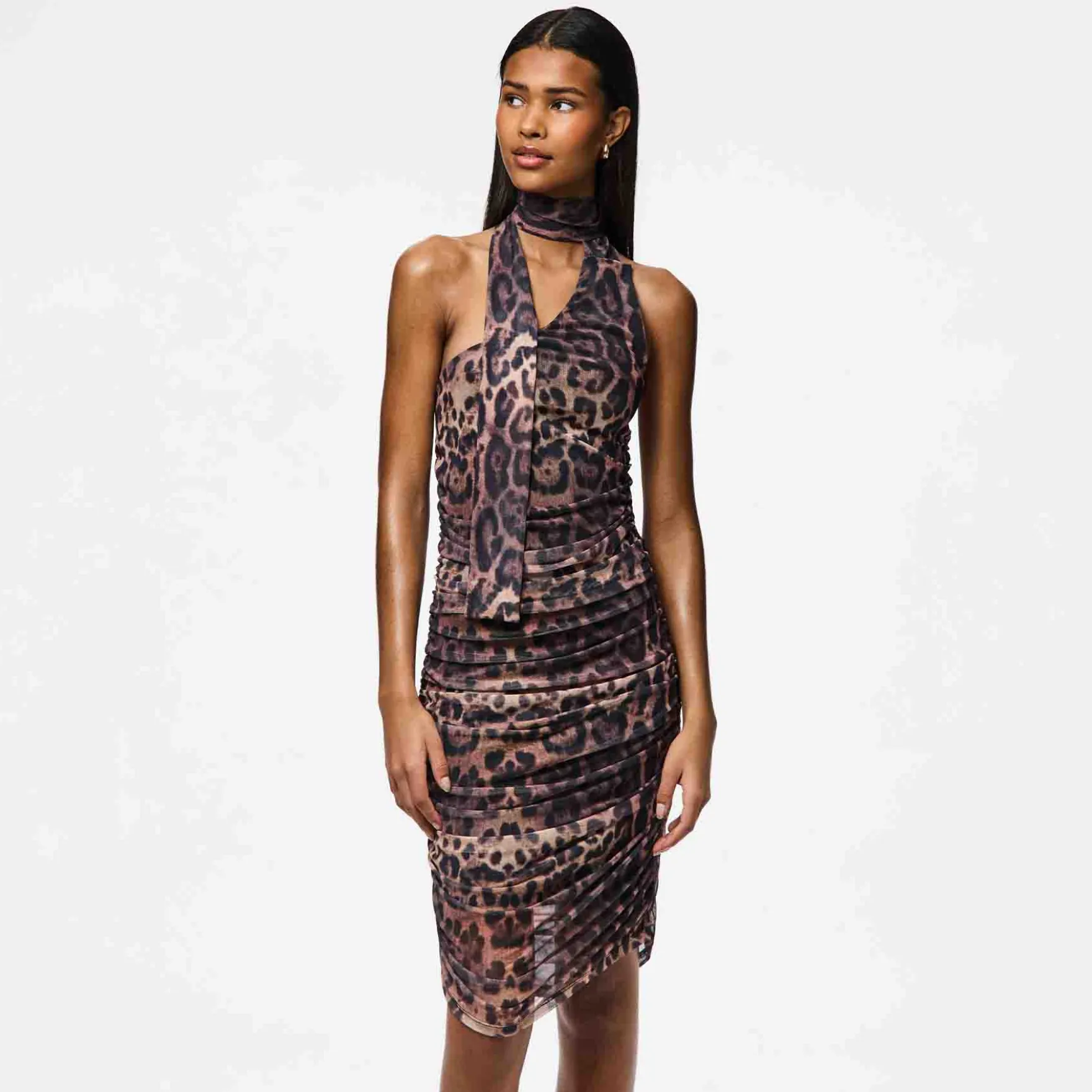 Pcnalle sl halterneck mesh dress
