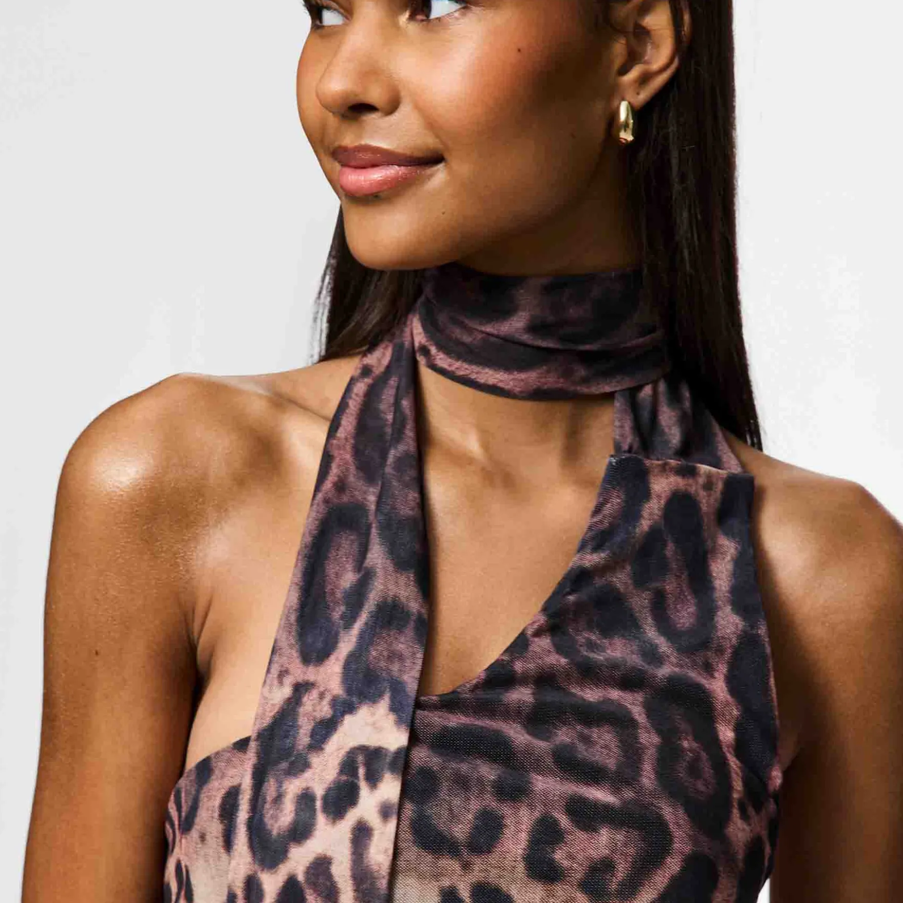 Pcnalle sl halterneck mesh dress
