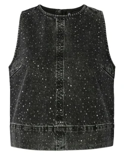 Pcnoel sl o-neck denim top