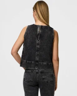 Pcnoel sl o-neck denim top