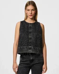 Pcnoel sl o-neck denim top
