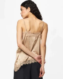 PCNOMI STRAP SATIN LACE TOP