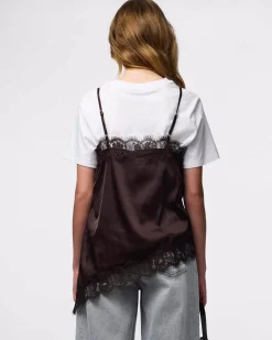 PCNOMI STRAP SATIN LACE TOP