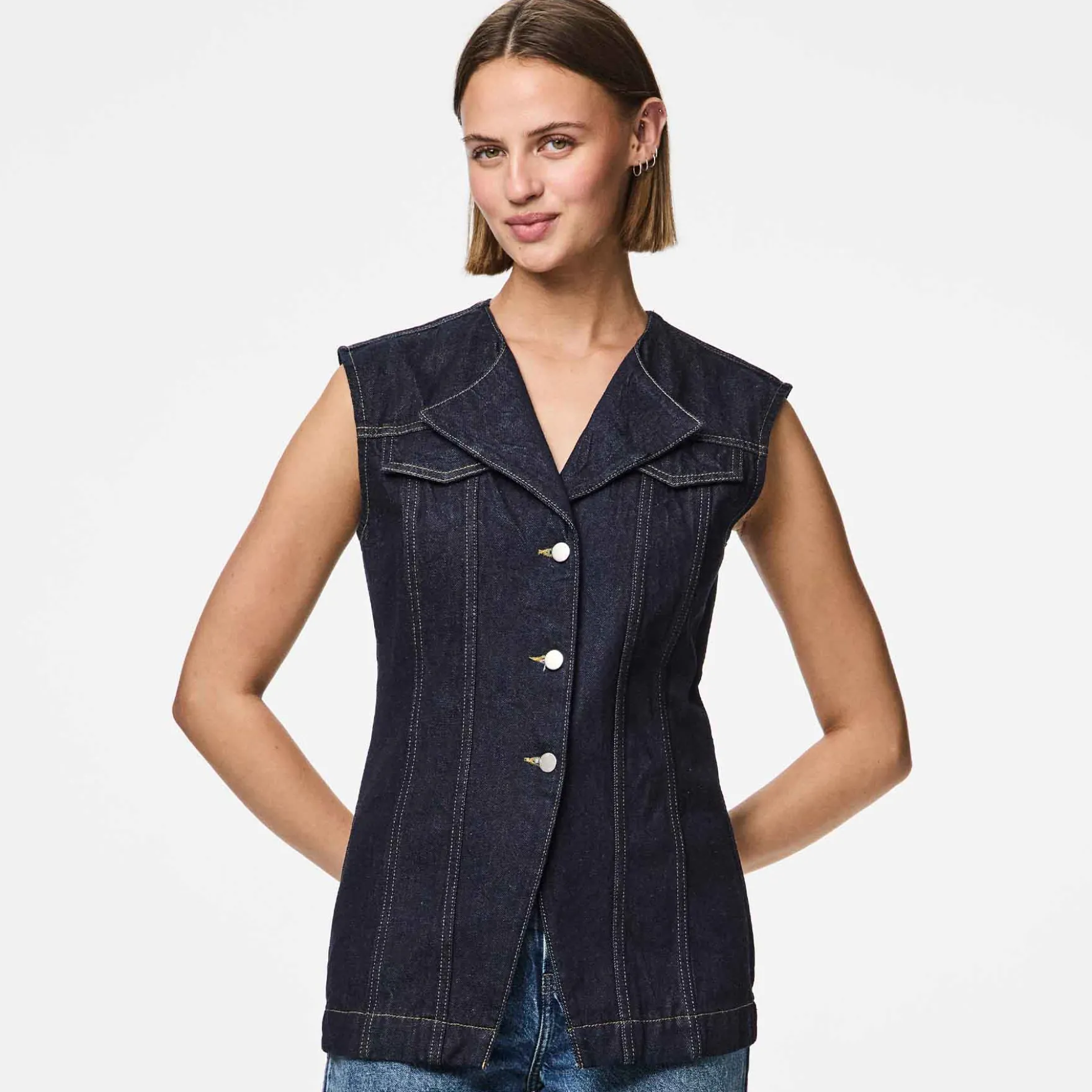 Pcnua sl fitted denim vest