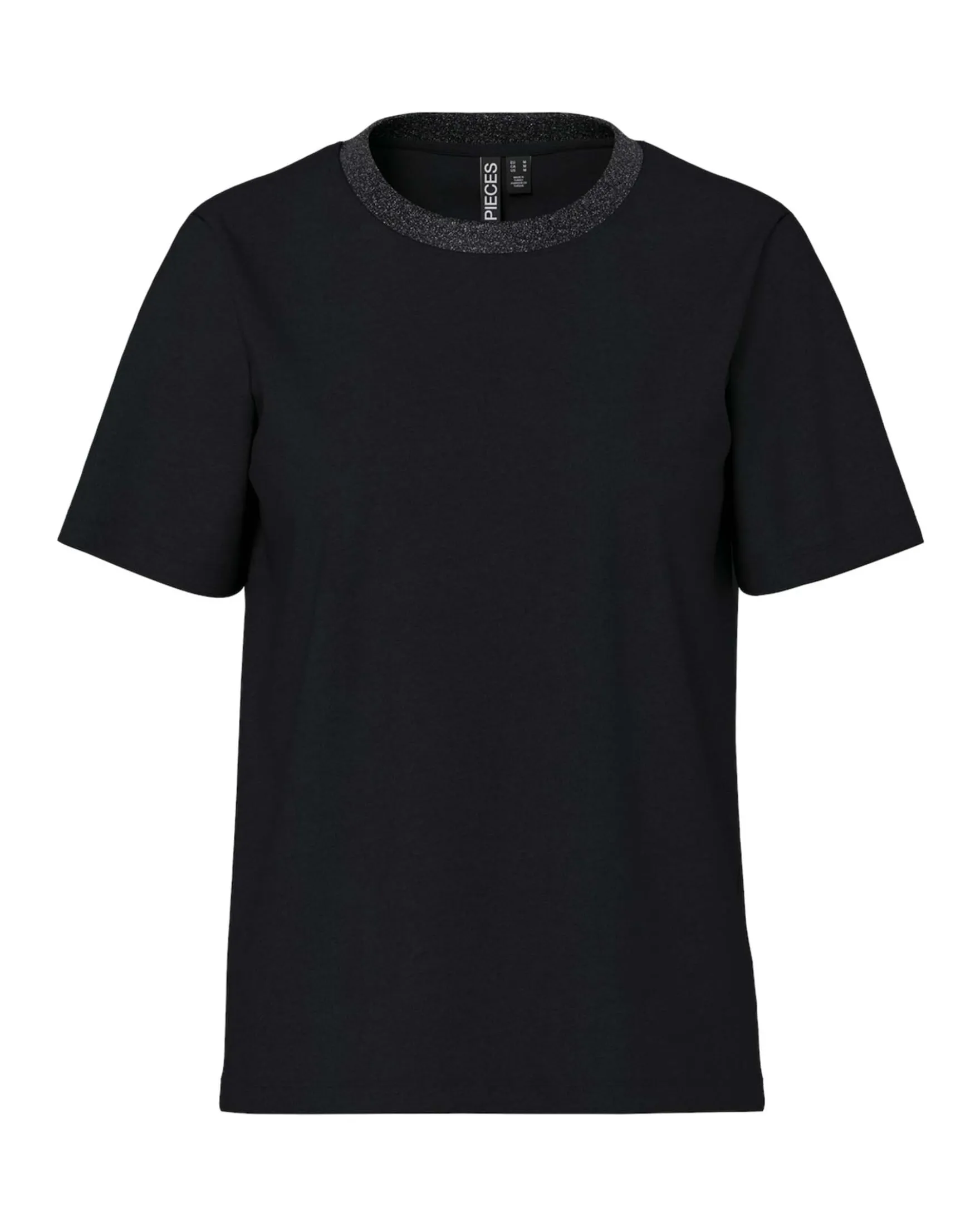 PCRIA SS LUREX NECK TEE