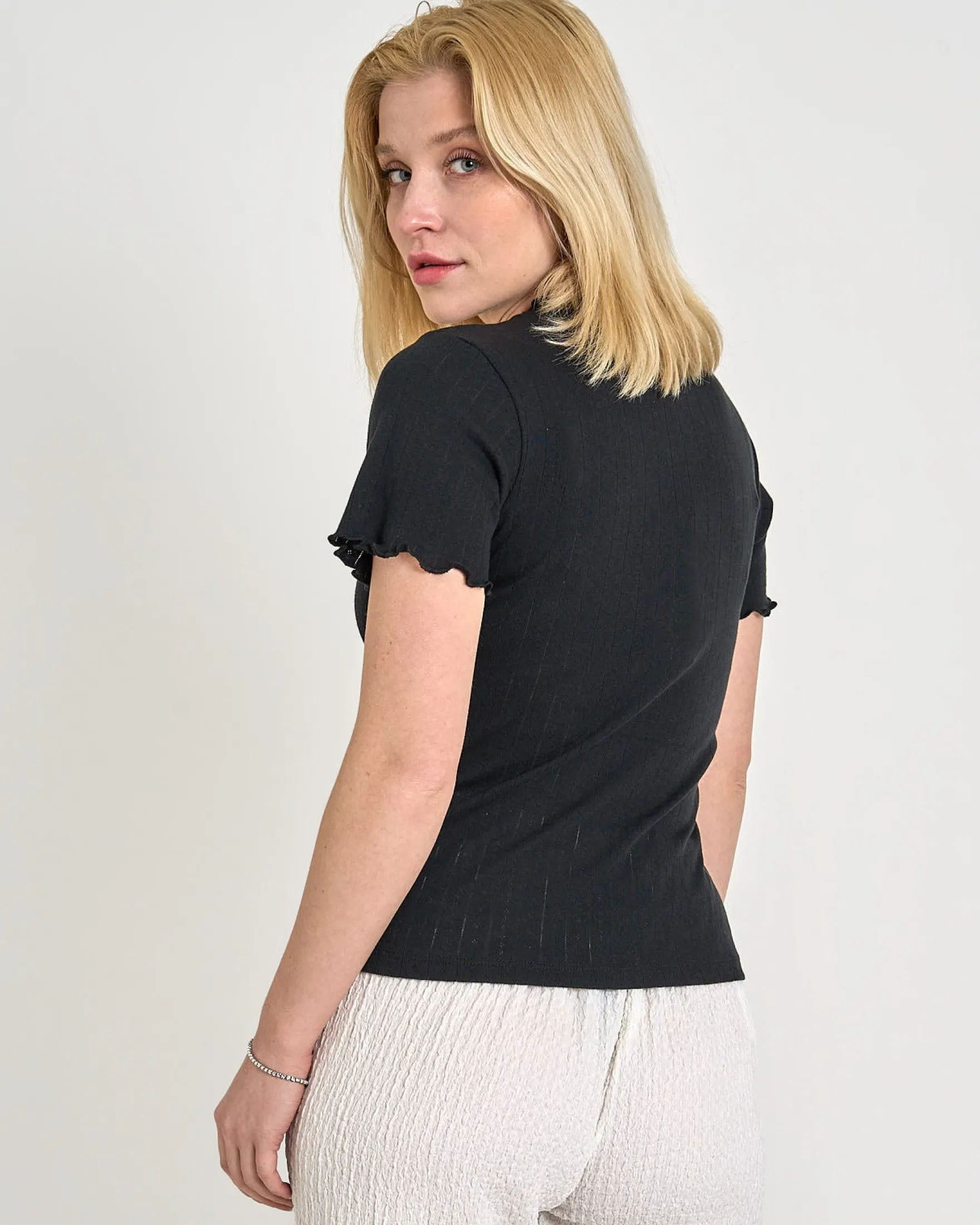 Puranine ss pointelle tee