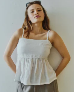 Purlelly linen top