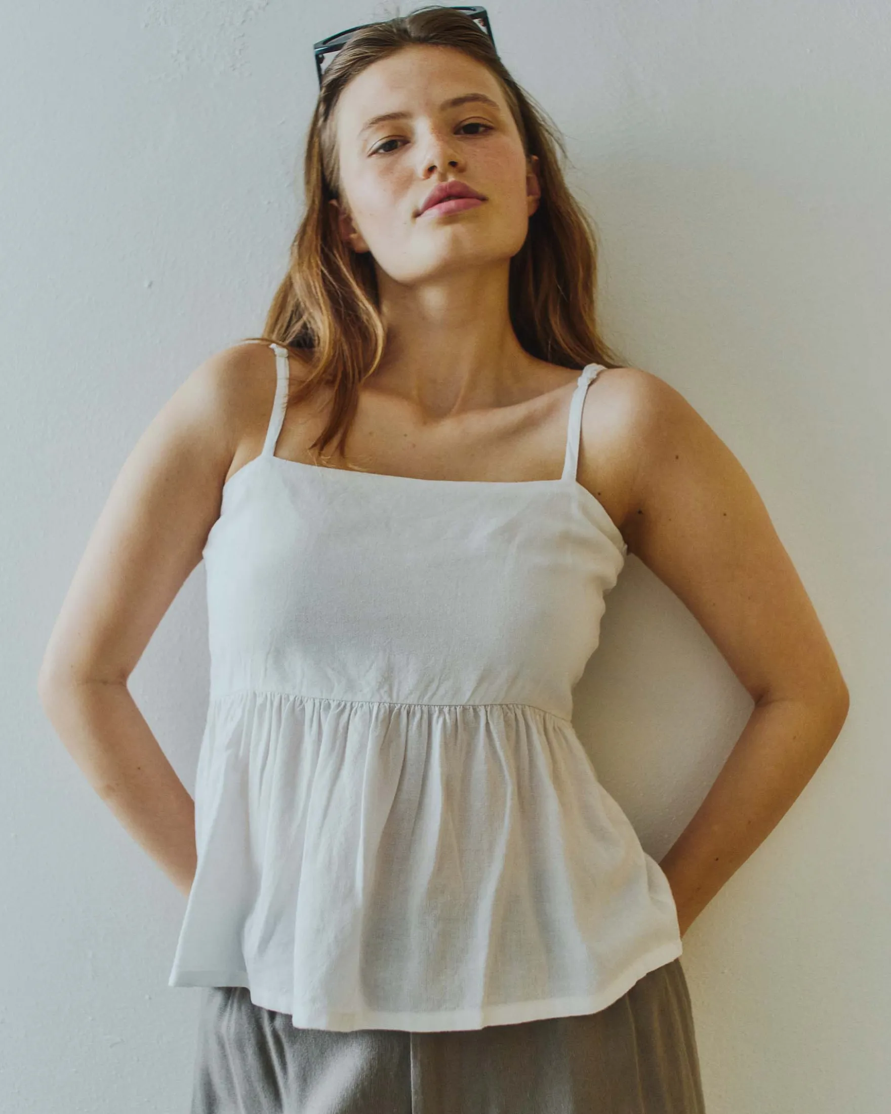 Purlelly linen top