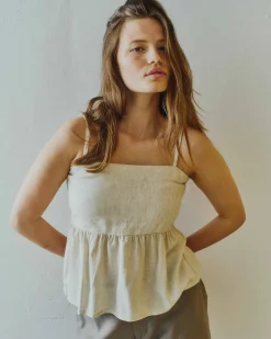 Purlelly linen top