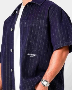 STRIPED DENIM BAGGY SHIRT