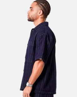 STRIPED DENIM BAGGY SHIRT