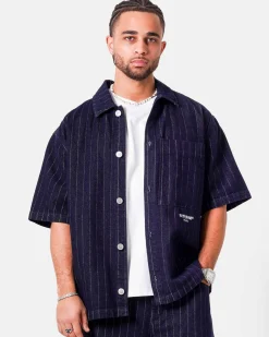 STRIPED DENIM BAGGY SHIRT
