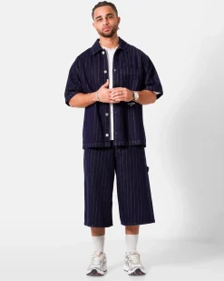 STRIPED DENIM BAGGY SHIRT